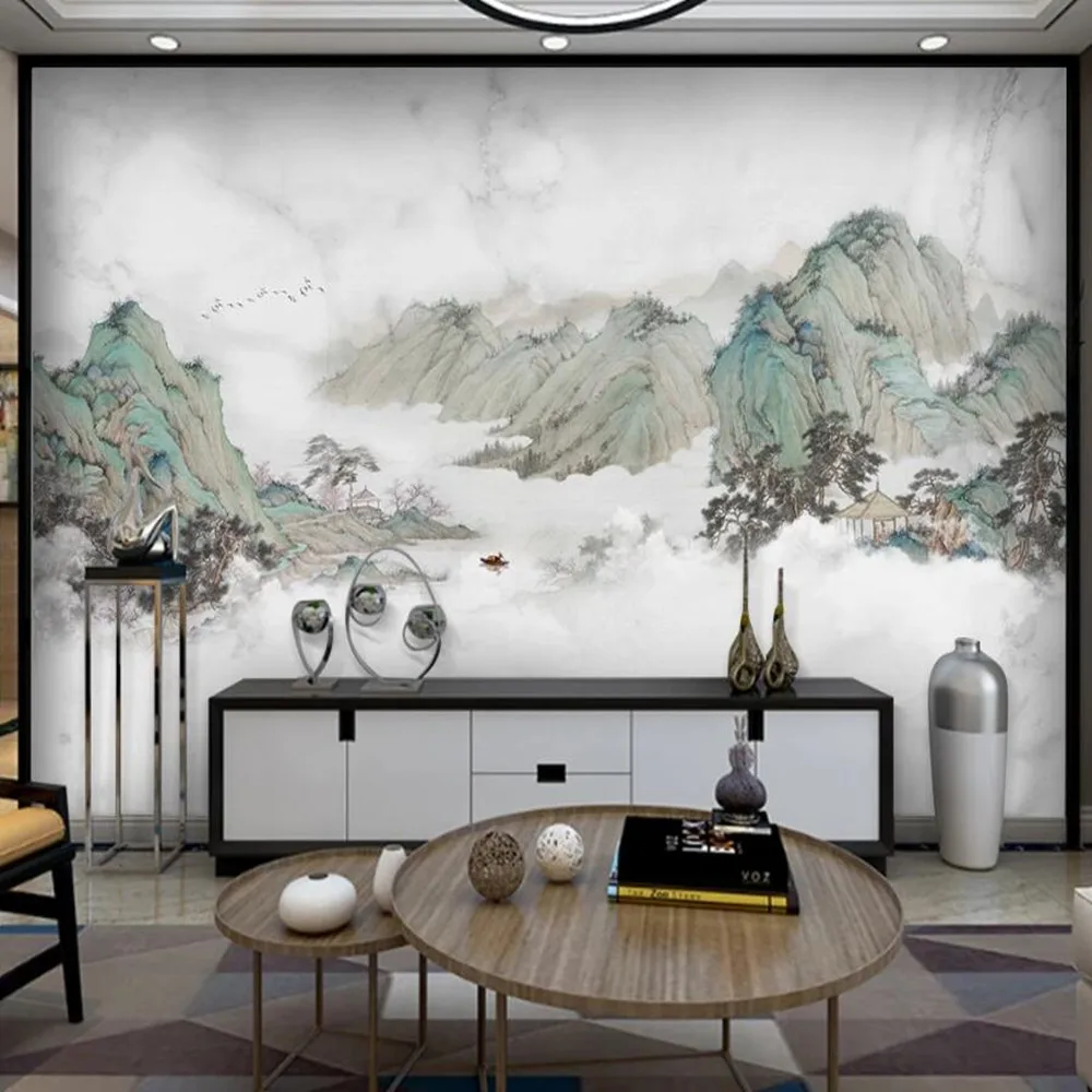 

Milofi Custom Large Wallpaper Mural 3D Modern Simple Ink Landscape Marble Background Wallpaper Mural