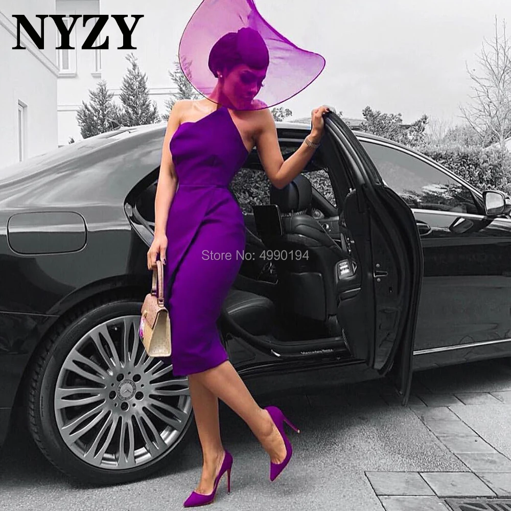 

NYZY C282 Satin Knee Length Purple Cocktail Dresses 2020 Africa Party Dress Short Gown Prom Homecoming Graduation