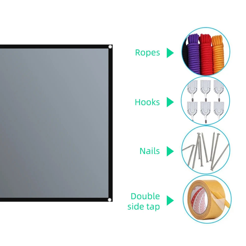 beamer leinwand Salange Projektor Bildschirm 16:9 Metall Anti Licht Vorhang Reflektierende Stoff Tuch Für YG300 XGIMI H2 HALO Mogo Xiaomi DLP Projektor – Detail 7