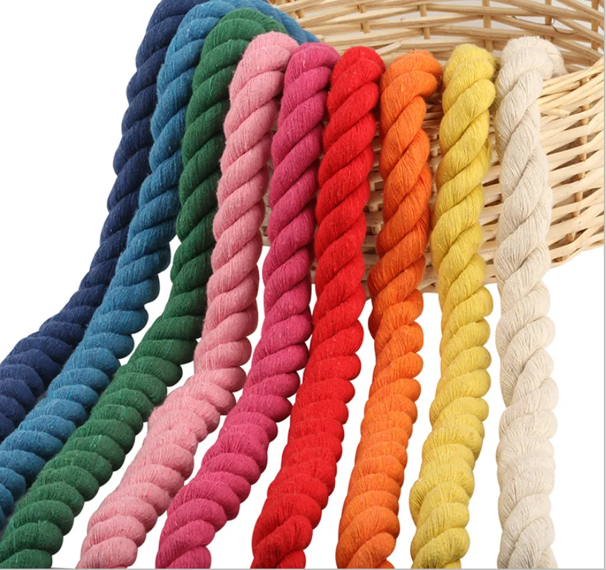 1Meter 20MM 3 Shares Twisted 100% Colorful Cotton Cords/Rope for Bag Home Decor DIY Textile Accessories