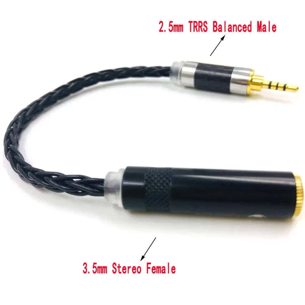 TOP-HiFi 10cm 2.5mm TRRS Balanced Male to 3.5mm Stereo 3pole Female Audio Adapter Connector Cable