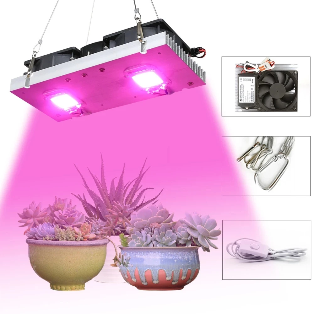 COB LED Grow Light Full Spectrum 100W with Cooling Fan & Separate Switch Phytolamp For Hydroponics Plants Seeds of Indoor Flower