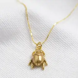 Kinitial Viking Scarab Beetle Pendant Necklace Egyptian Insect Charm Amulet Protection Choker for Women Jewelry Collier Femme