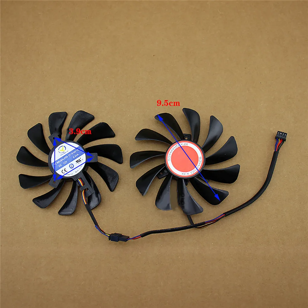 

2pcs Video Card Cooling Fan CF1010U12S/ FDC10U12S9-CFor XFX RX580 RX584 RX588 RX590 Replacement 95MM GPU Cooler Fan