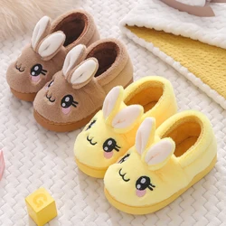 Baby Toddler Slippers 2024 New Winter Kids Cartoon Rabbit Cotton Shoes for Boys Girls Fluffy Children's Indoor Home Slippers