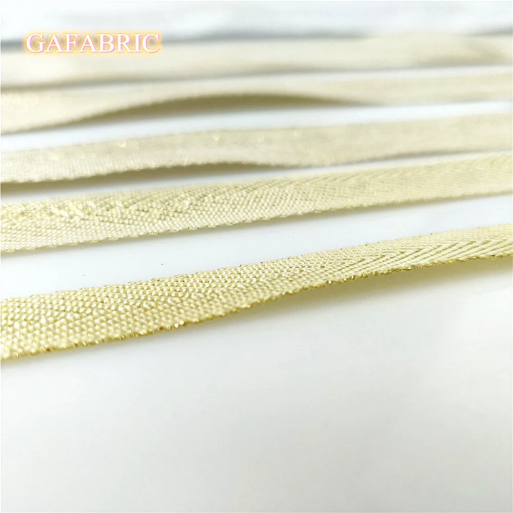 3 Yards Gold Silver Herringbone Pattern Ribbons Polyester Tape Party Decoration Apparel Sewing & Fabric Golden Satin Riband