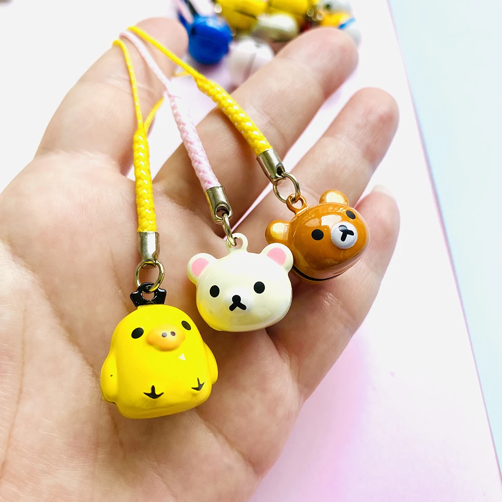1pcs kawaii copper bell pendant anime lucky cat phone straps for mobile phone accessories charm straps novelty gift diy keychain