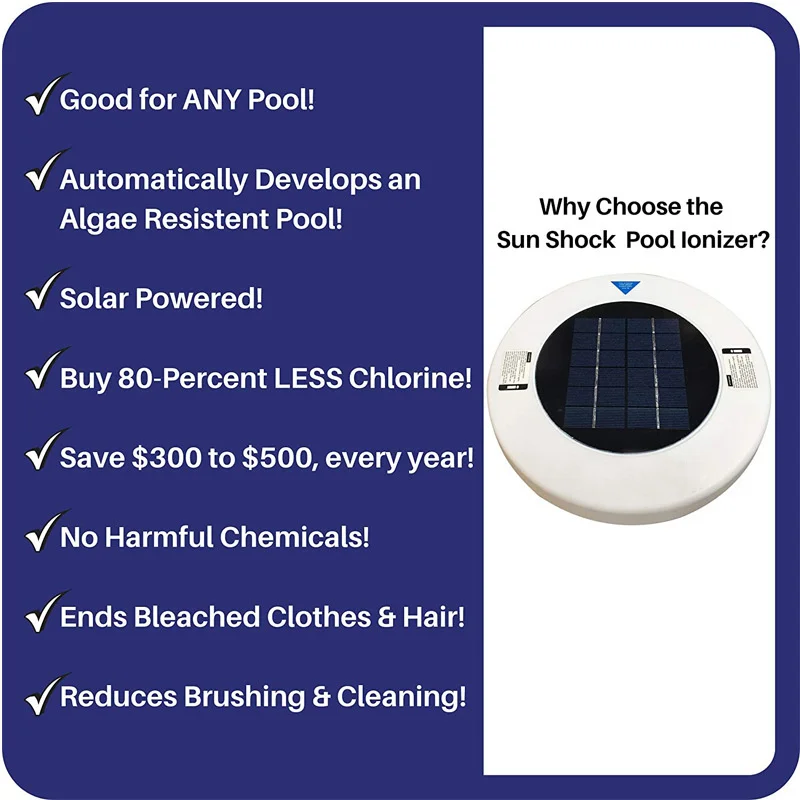 Solar Pool Ionizer Solar Powered Pool Cleaning Tool Automatic Pools Cleaner Ionizer for All Pools Outdoor Tubs Water Purifier