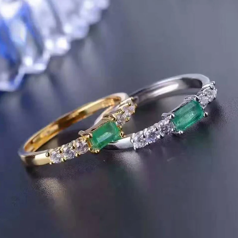 Simple Silver Emerald Ring 3*5mm Natural Emerald Gemstone Solid Silver 925 Silver Emerald Ring Valentine Day Gift for Girlfriend - Image 5