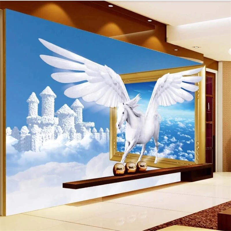 wellyu Customized large murals fashion home improvement dream cloud composed of palace Tianma 3D TV background wall