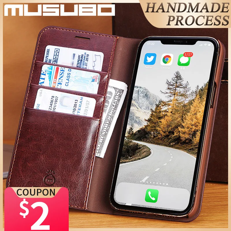 Musubo Genuine Leather Case For iPhone 12 Pro Max 16 Pro Xs Max XR X 8 Plus 7 6 13 Pro Fundas Cover Flip Wallet Card Slot Luxury