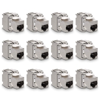 Keystone Module Jacks - 12 Piece CAT6A Shielded Keystone Jack RJ45 Cat 6A Ethernet Module 10 Gbit with Metal Housing