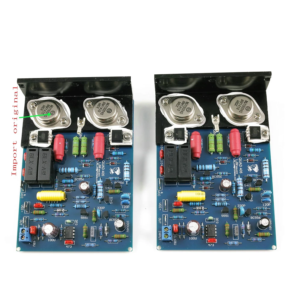 

One Pair QUAD405 CLONE MJ15024 100W 8R DIY KITS Finished Baord Dual Channel Amplifier Board w/Angle Aluminum