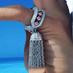 GODKI 2022 Trendy Twist Tassels Statement Rings for Women Cubic Zircon Finger Rings Beads Charm Ring Bohemian Beach Jewelry