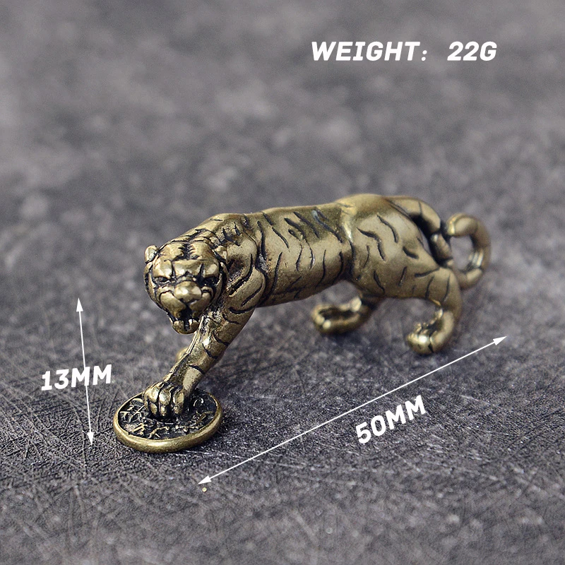 Vintage Brass Coin Tiger Lucky Miniature Statue Retro Animal Figurines Ornament Insect Tea Pets Office Desk Creative Gifts