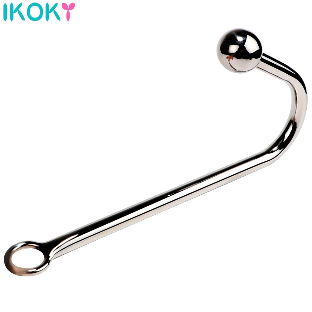 IKOKY Sex Toys for Men and Women Gay Stainless Steel Anal Hook Anal Plug Dilator Metal Butt Plug with Ball Prostate Massage