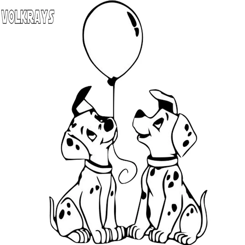 Volkrays Lovely Car Sticker Dalmatians Dog Endearing Accessories Reflective Waterproof Vinyl Decal Black/Silver,13cm*8cm