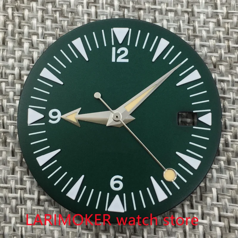 New 32mm black/green/blue/green luminous dial and hands with NH35 movement