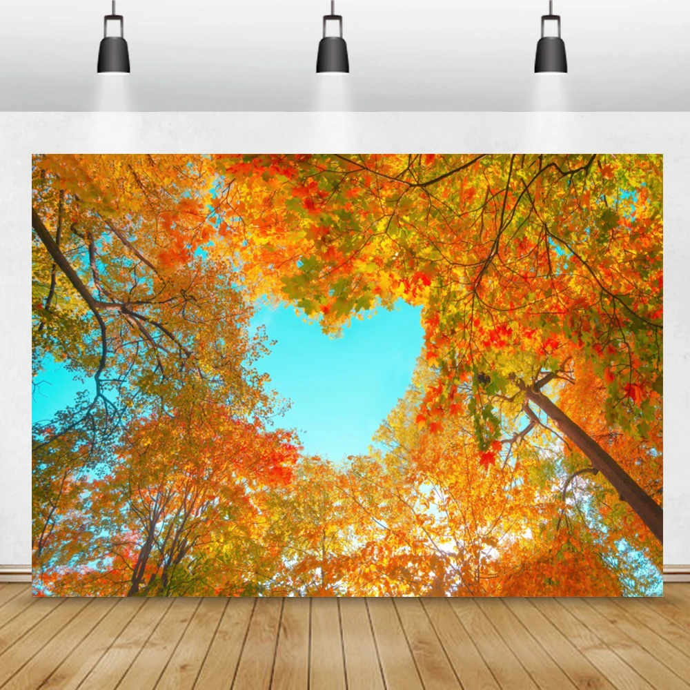 Autumn Yellow Forest Backdrop For Photography Love Heart Trees Potrait Shoot Party Photo Background For Photo Studio Photocall