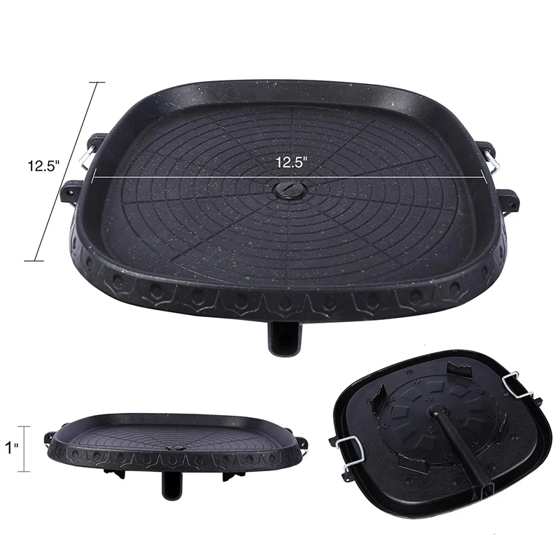 GOALONE Korean BBQ Grill Pan with Maifan Stone Coated Surface Non-Stick Camping Frying Pan Portable BBQ Grill Plate for Outdoor