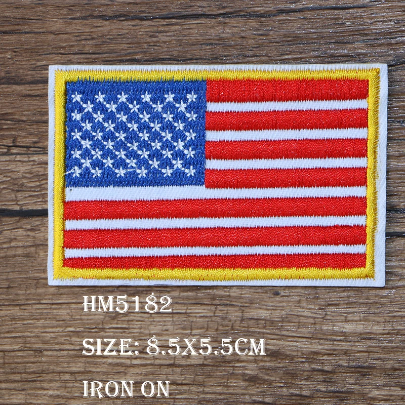 American German France Russia United Kingdom Flag Icon Embroidery Applique Patch For Clothes DIY Iron on Badges on the Backpack