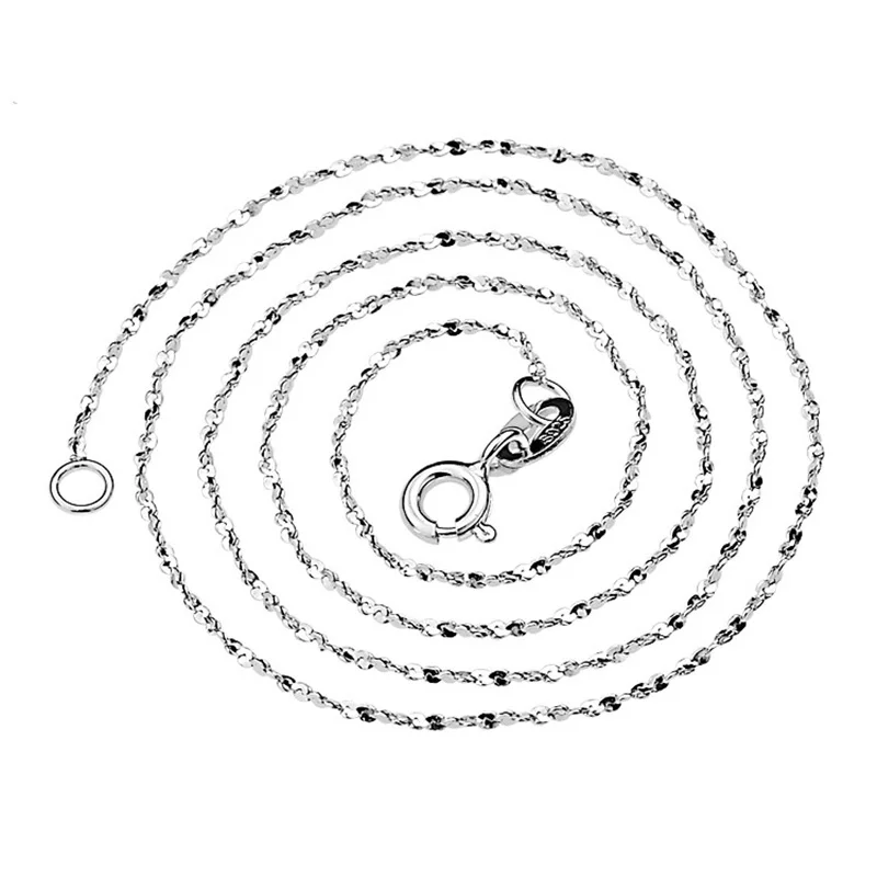 OMHXZJ Wholesale European Fashion Woman Man Party Wedding Gift 925 Sterling Silver 18KT White Gold Chain Necklace NA208