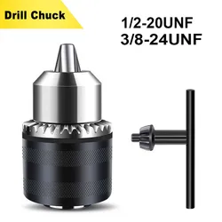 Drill Chuck Adapter 1/2-20UNF 3/8-24UN Rotary Hammer Screwdriver Impact Wrench Driver Adapter Converter with Key 1.5-10mm 13mm