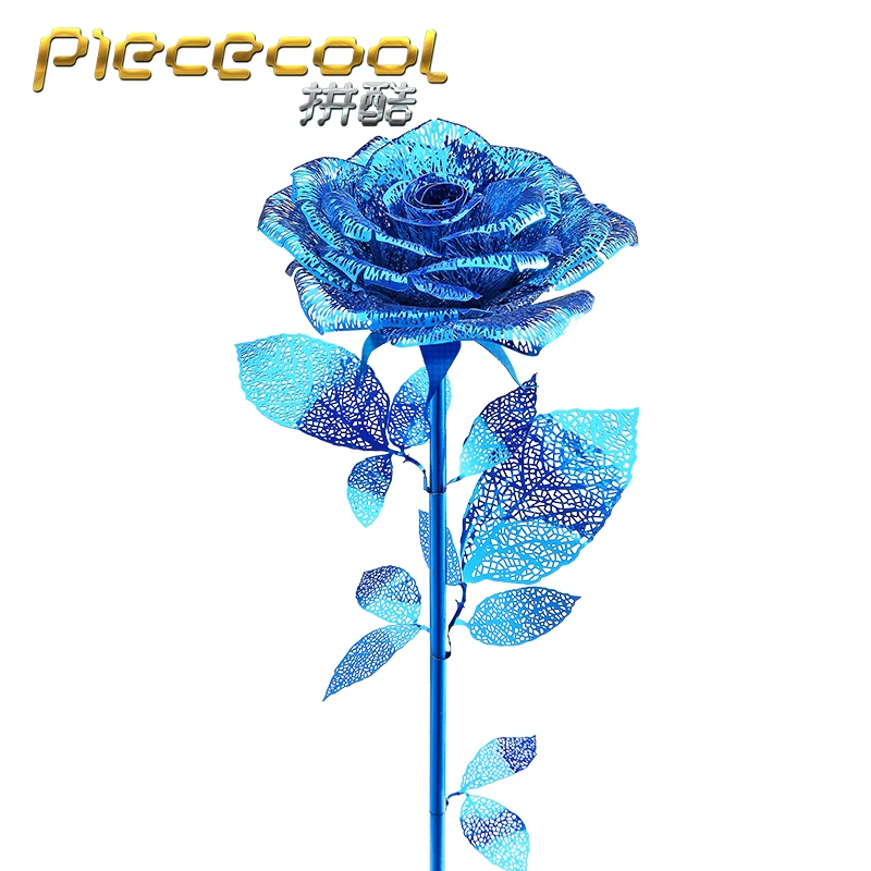 Peecool-quebra-cabeça de metal romântico com rosa 3d, conjunto de metal, modelo diy, quebra-cabeça de brinquedo para crianças, presente para amantes