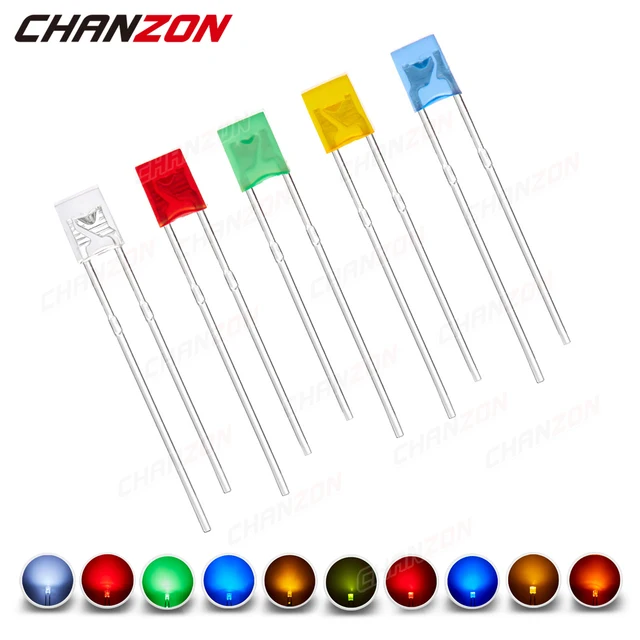100 szt. 2x3x4 mm kwadratowa dioda LED biała czerwona zielona niebieska żółta pomarańczowa 2x3x4mm prostokątna przezroczysta rozproszona lampa emitująca DIY
