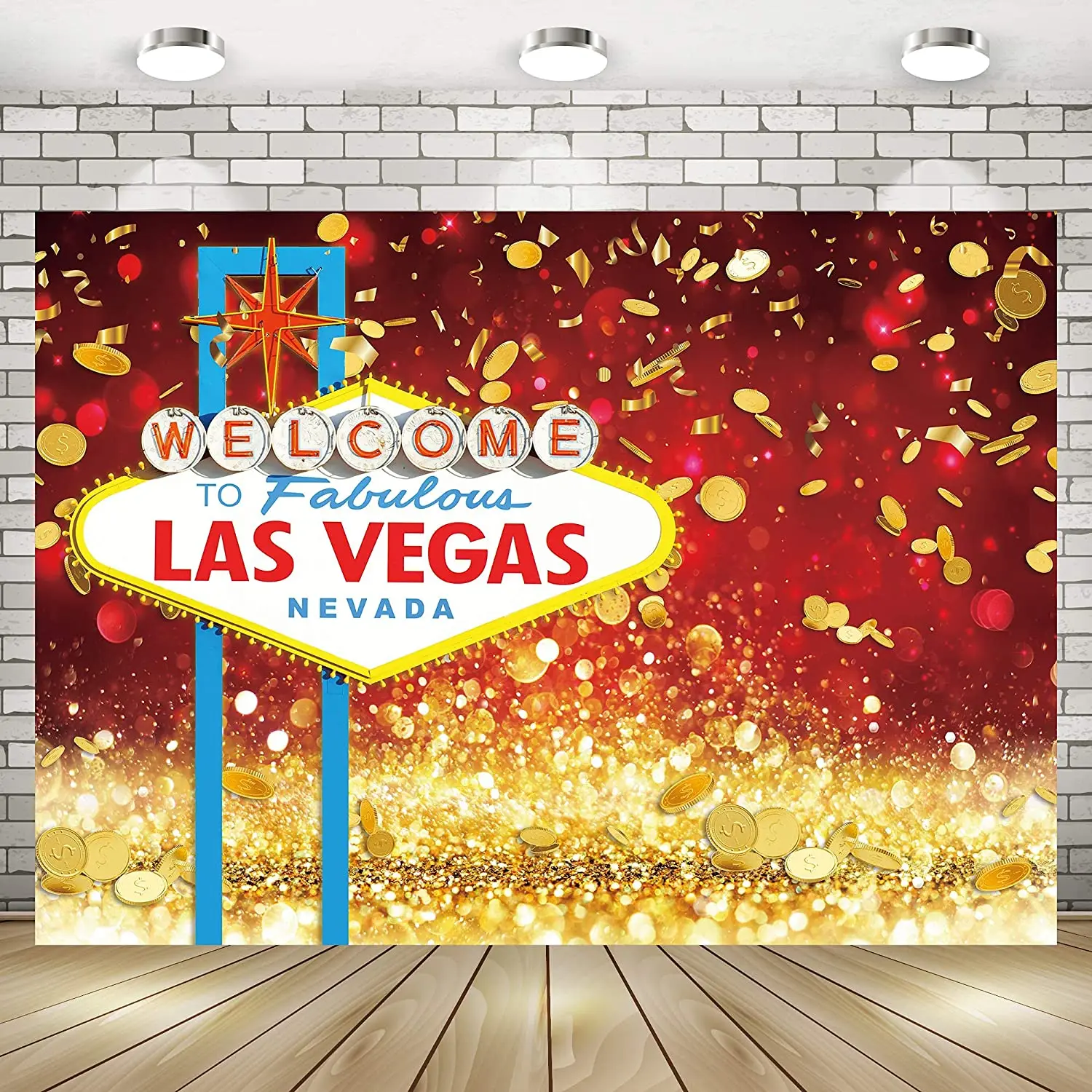 Photography Backdrop Welcome To Las Vegas Fabulous Casino Night Golden Coins Poker Happy Birthday Party Decor Background Banners