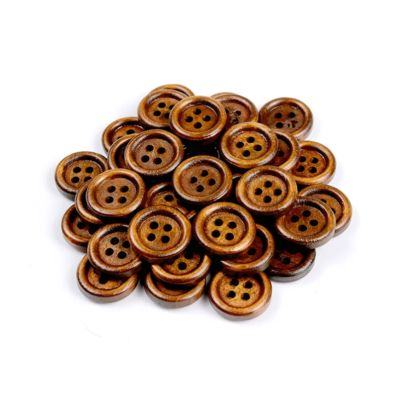 100Pcs 4-Holes Wooden Buttons For Craft Round Sewing Buttons Scrapbook DIY Home Decoration Accessories