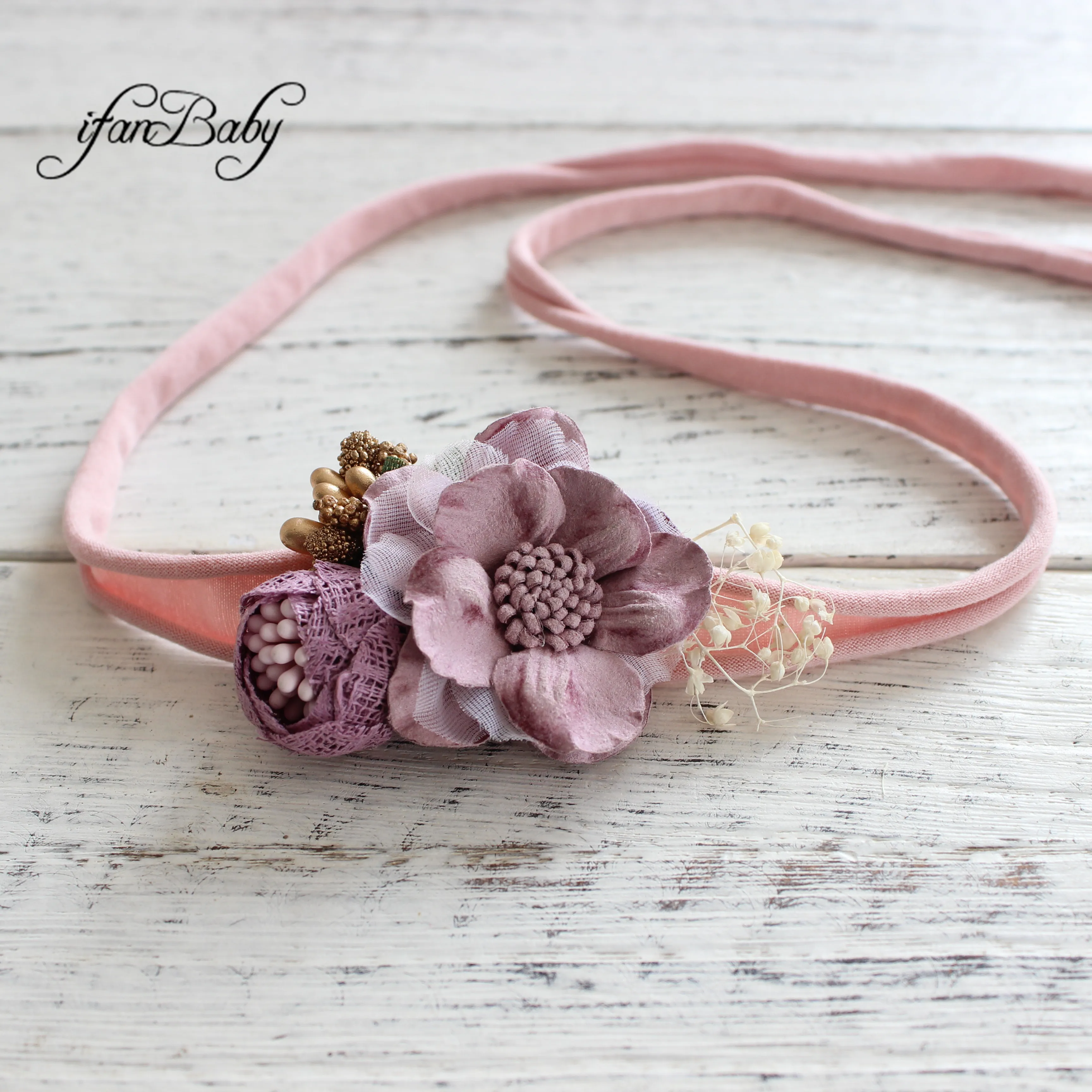 Accesorios para el cabello de Boutique, diadema Floral de nailon, elástica, diadema para bebé