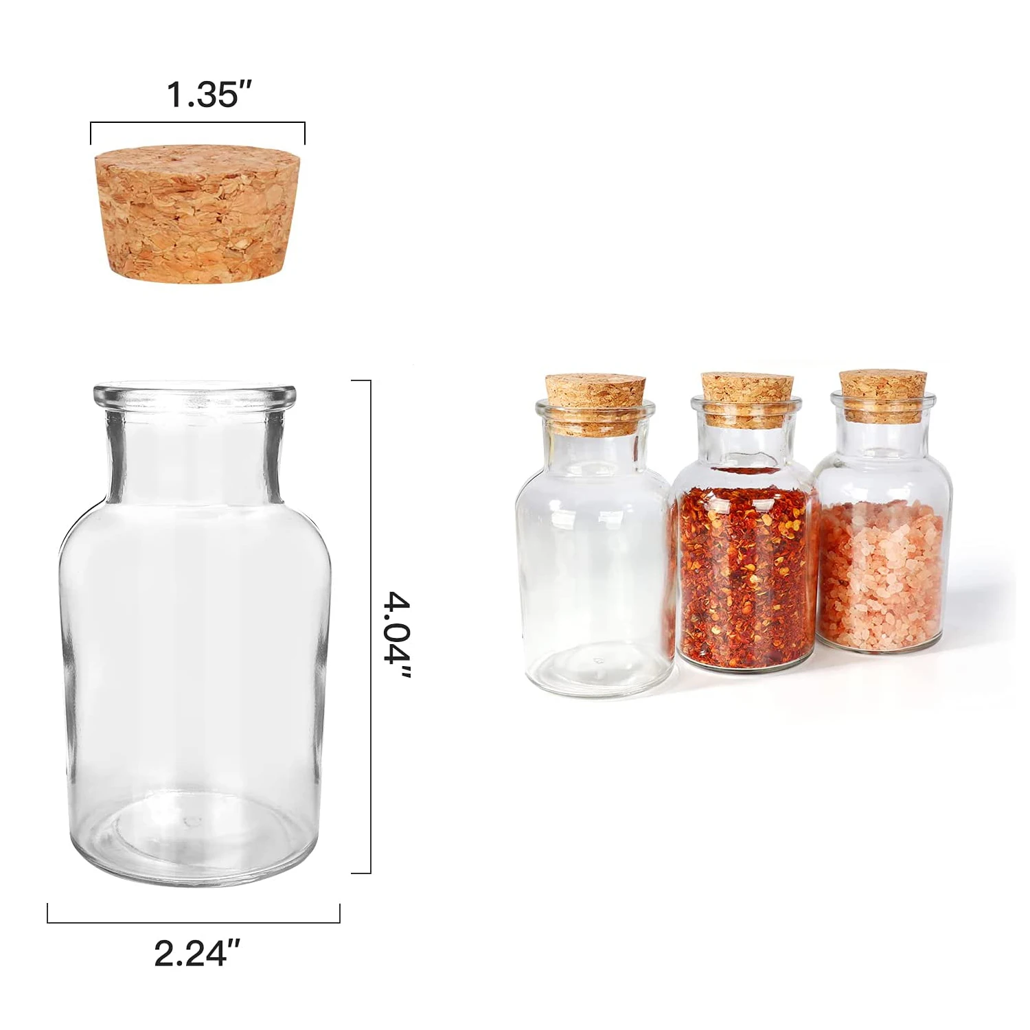 150ml Clear Glass Favor Containers/Jars/Bottles,Spice Jars with Cork Lids, Mini Yogurt Jars,Pudding Jars