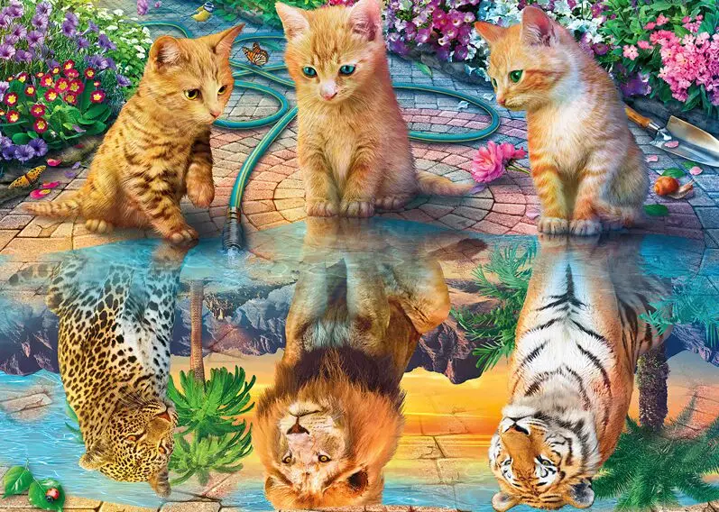 

Cat reflection The wooden puzzle 500 pieces ersion jigsaw puzzle adult children's educational toys