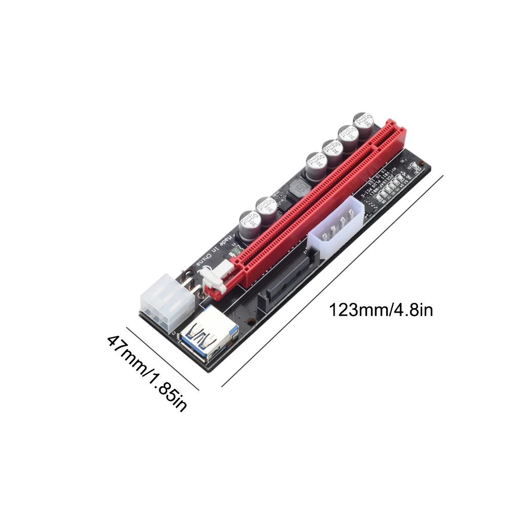 

PCI-E Riser Card 1x to 16x Adapter Board USB 3 0 GPU Extender with LED Dynamic Indicator Light White