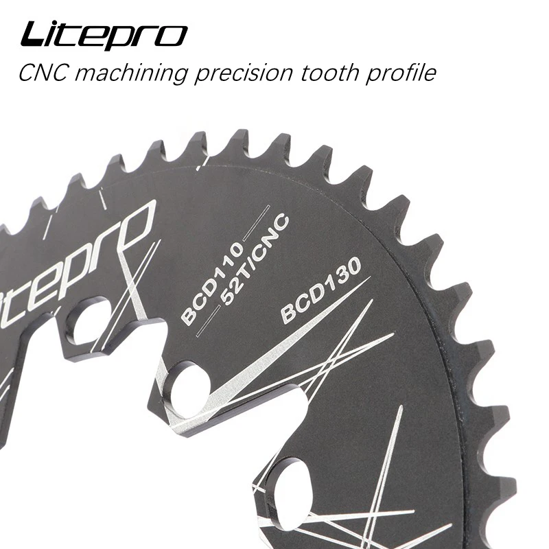 Litepro BMX Oval bicycle chainring bcd 130 BCD110 folding bicycle sprocket 52T 54T 56T 58T 60T aluminum alloy chainring