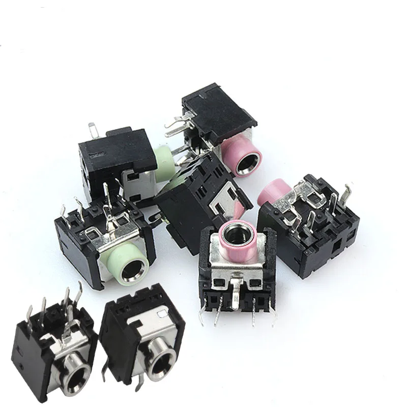 1-10Pcs PJ-306 PJ306 pj-306m 3.5mm Female 5 Pin Audio Connector With Nut DIP Stereo Headphone Jack