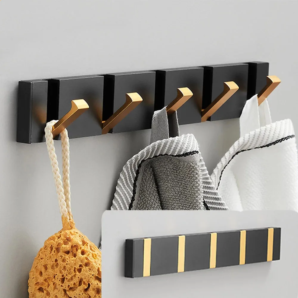 Folding Towel Holder Punch-free Wall Hooks Coat Clothes Rack  Towel Hanger Bathroom Shelf Kitchen Tools for Home Accessories