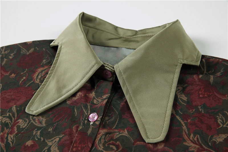 Herbst Vintage Stil Blumen Druck Lose frauen Bluse Shirt Koreanische Beiläufige Lange Hülse Damen Taste Blusen Weibliche Tops – Detail 5