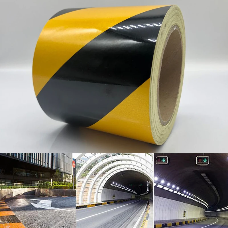 Width 10cm  Self-adhesive Reflective Safety Warning Tape Road Traffic Construction Site Reflective Guide Sign