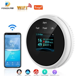 Hot Smart Life Tuya Wifi Gas Leak Sensor Led Display Screen Combustible Smart Home Smart LPG Gas Alarm Temperature Detector