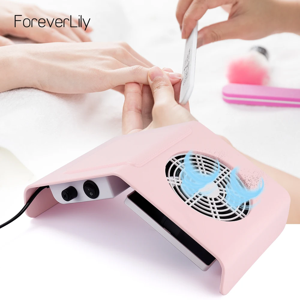 Mini aspirapolvere per unghie 40W con ventola per collettore di polveri per unghie con 2 sacchetti filtro per polvere Estrattore di polvere per unghie portatile per manicure per unghie