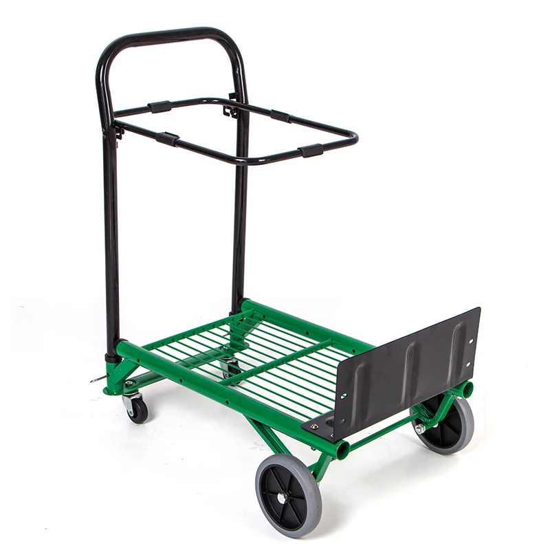 Flatbed trolley Folding portable pallet truck Load 90kg small trailer Garbage recycling trolley TPR big wheel