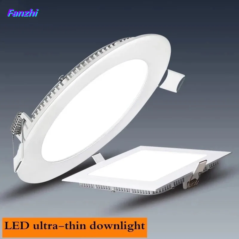 Recessed LED Panel Light, 3W, 6W, 9W, 12W, 15W, 18W, 25W, Indoor LED Ceiling Down Light, AC110V, 220V, Driver Incl