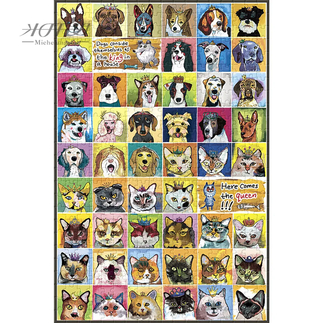 Michelangelo Wooden Jigsaw Puzzles 500 1000 1500 2000 4000 Pieces Dog Cat Pet Cartoon Animal Kids Educational Toy Painting Decor