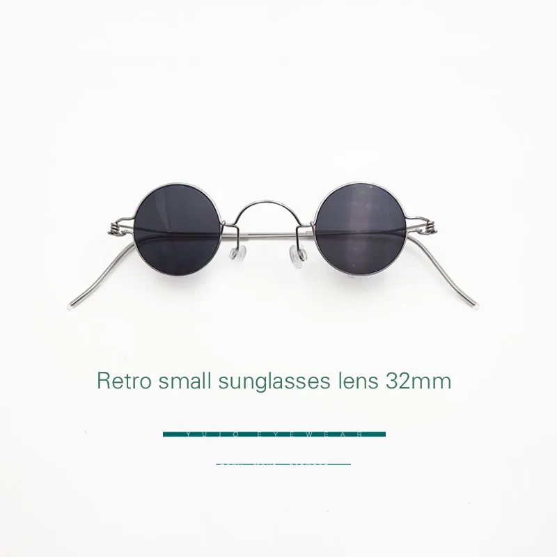 Vintage small round diameter 32mm myopia  Prescription  UV400 polarized Sunglasses  screw free customized spectacle lenses 30 34