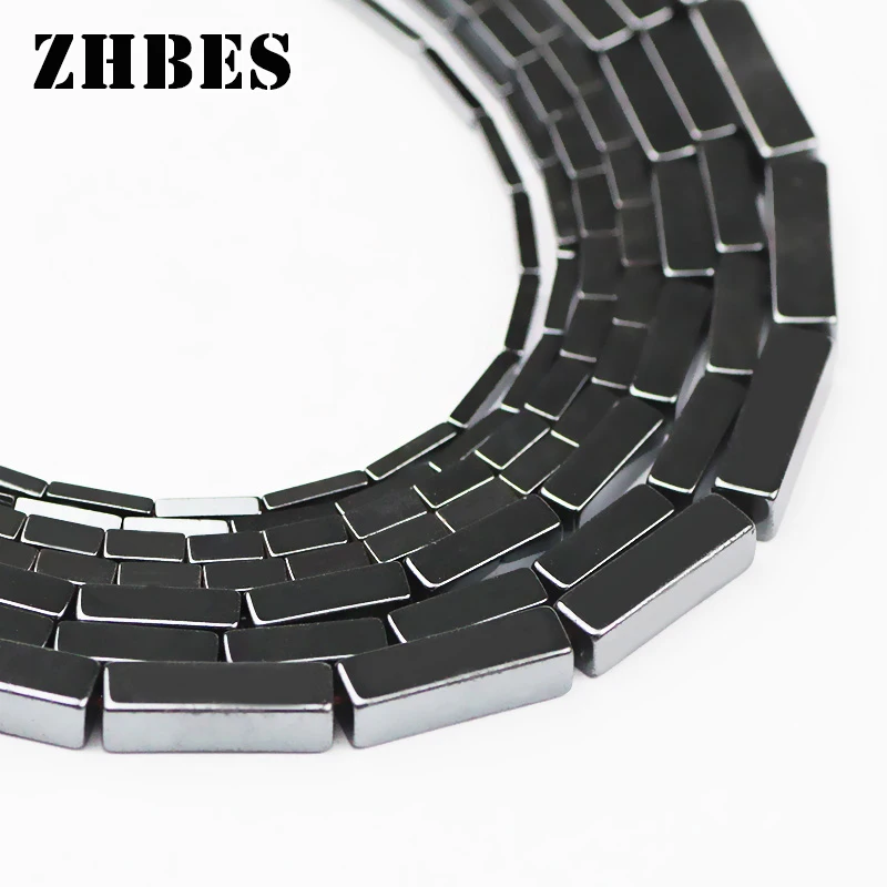 Black Hematite Natural Stone Rectangle cuboid Cube Spacers Geometry Loose Beads For Jewelry Making DIY Bracelets Necklace