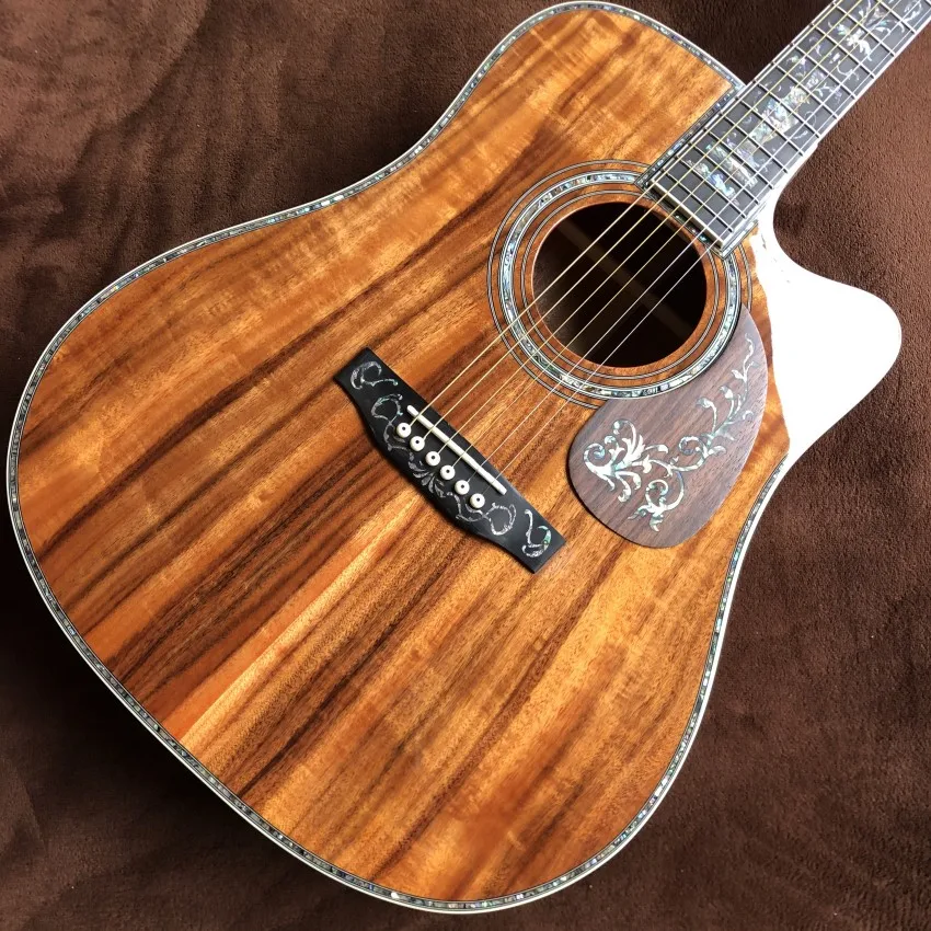 The latest 41-inch KOA wooden classic folk guitar, real abalone inlay, rosewood guard, D-type electric guitar, free shipping