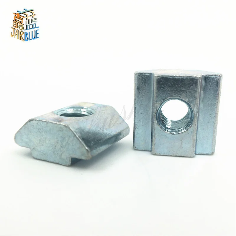 50pcs/lot T Sliding Hammer Nut Block Square Nuts M5 Nut 2020 Aluminum Profile Slot 6 Zinc Coated Plate Aluminum Accessories