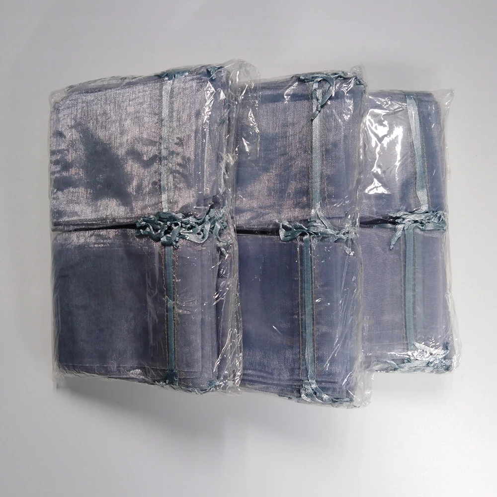 100pcs 9x12 10x15 13x18 15x20CM Gray Organza Bags Wedding Gift Bag Pouches Birthday Party Christmas Gift Jewelry Packaging Bags